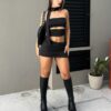 Conjunto Straples + pollera + lazo