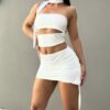 Conjunto Straples + pollera + lazo