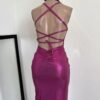 Vestido metalizado largo