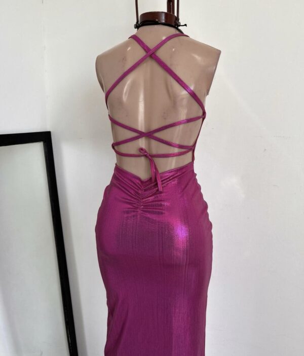 Vestido metalizado largo