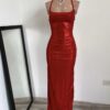 Vestido metalizado largo